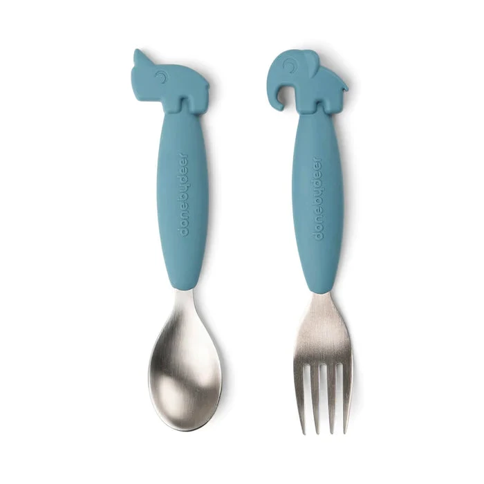 EASY GRIP DEER FRIEND BLUE SPOON & FORK SET 2 EASY GRIP DEER FRIEND BLUE SPOON & FORK SET - Image 2