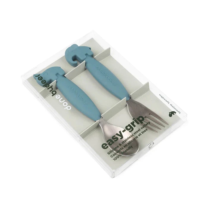 EASY GRIP DEER FRIEND BLUE SPOON & FORK SET 1 EASY GRIP DEER FRIEND BLUE SPOON & FORK SET