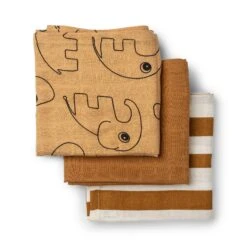 Done By Deer BURP CLOTH 3 PACK GOTS DEER MUSTARD