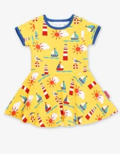 ORGANIC SEASIDE PRINT SKATER DRESS