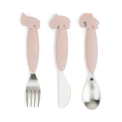 Done By Deer EASY GRIP CUTLERY SET DEER FRIENDS POWDER