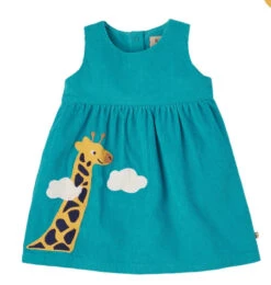 Frugi LILY CAMPER BLUE/GIRAFFE CORD DRESS